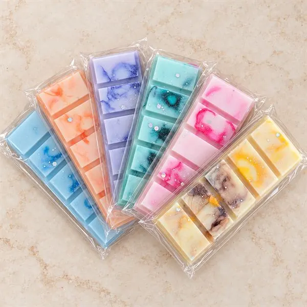 Tablettes de fondants parfumés marbrés et pailletés